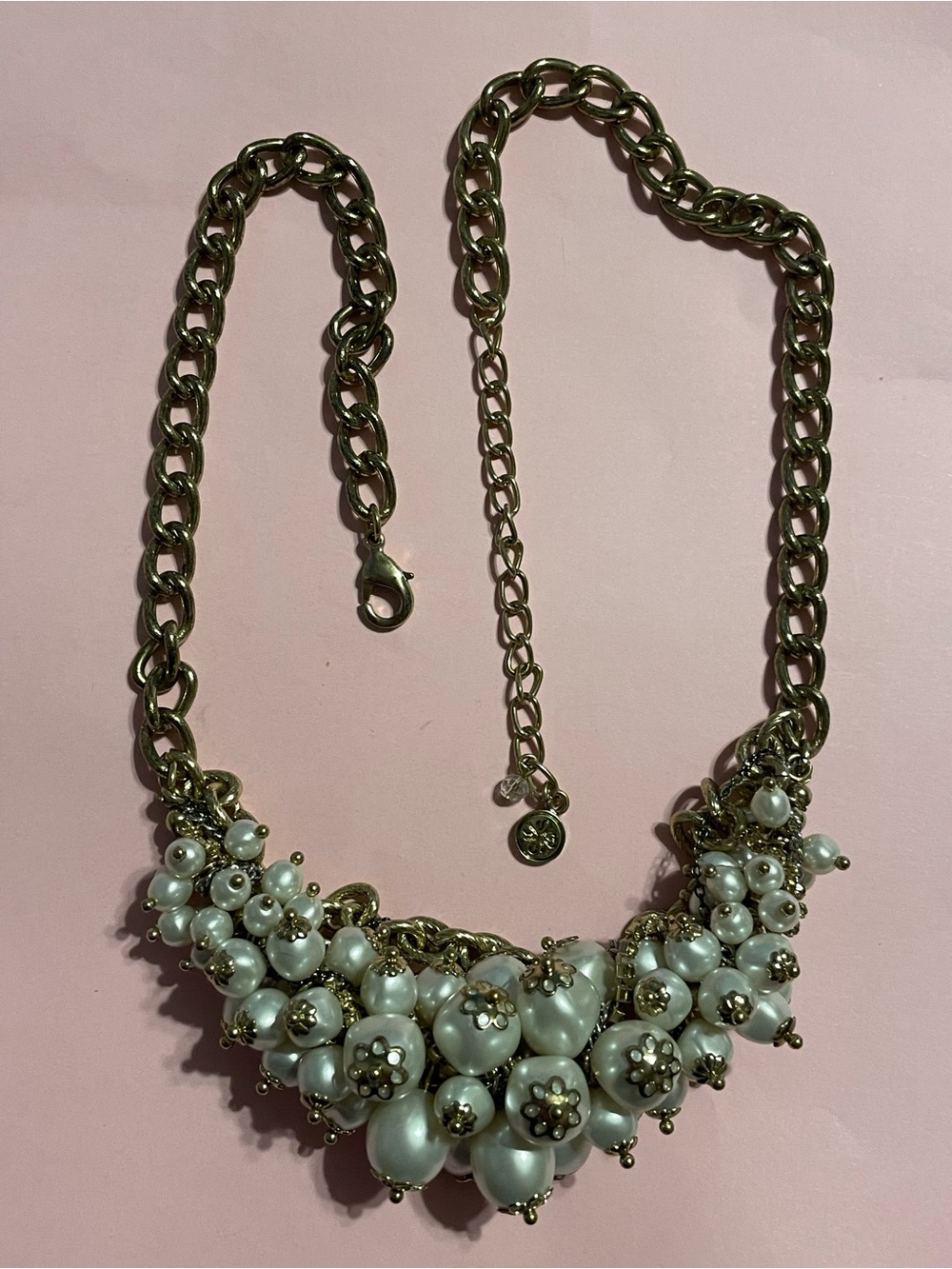 Simply Vera Wang Bib Cluster Faux Pearl Necklace #7128